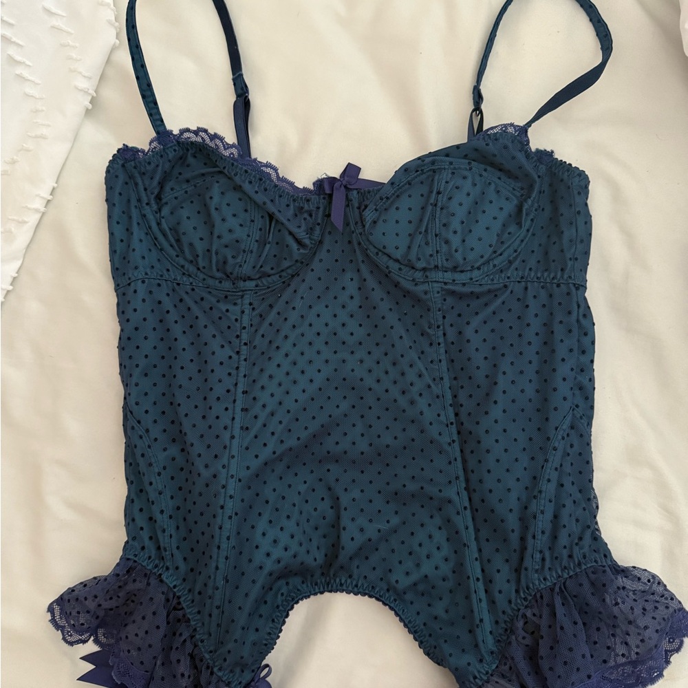Vintage Victoria's Secret Navy Polka Dot Chemise